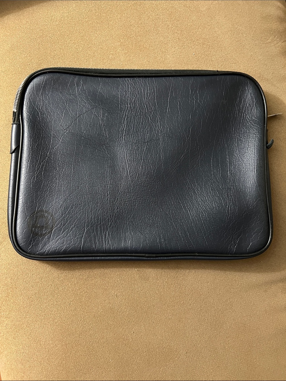 Vintage Bell Telephone Navy Blue Leather Zip Document Pouch